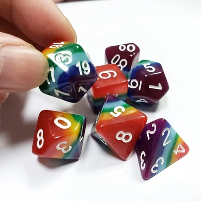 7 strati arcobaleno fatti a mano con dadi di resina Crusson And Dungeon DND#RPG