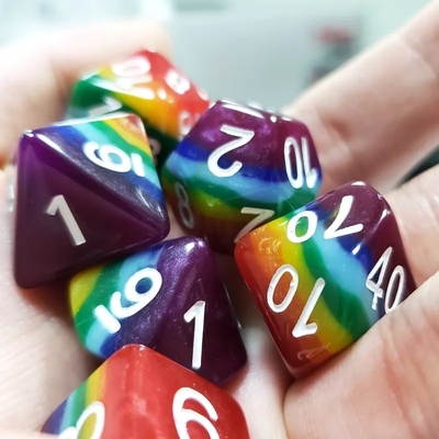 7 strati arcobaleno fatti a mano con dadi di resina Crusson And Dungeon DND#RPG