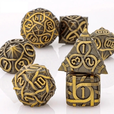 Thorns Striped Metal Dice Set Fantasy DND Multifaceted Board Game