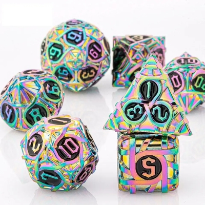 Thorns Striped Metal Dice Set Fantasy DND Multifaceted Board Game
