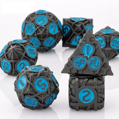 Thorns Striped Metal Dice Set Fantasy DND Multifaceted Board Game