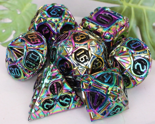 Thorns Striped Metal Dice Set Fantasy DND Multifaceted Board Game