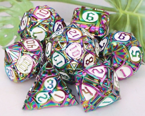 Thorns Striped Metal Dice Set Fantasy DND Multifaceted Board Game