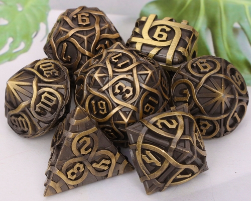 Thorns Striped Metal Dice Set Fantasy DND Multifaceted Board Game