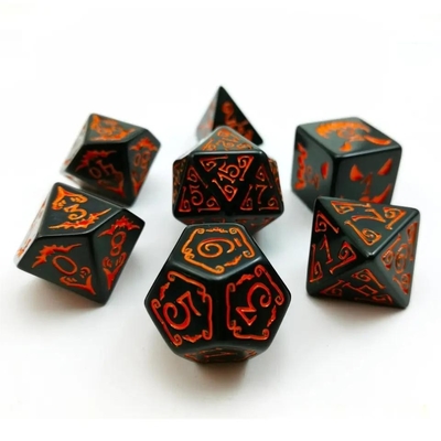 Settimo di dadi in resina polimodica 7PCS RPG D4 D6 D8 D10 D12 D20 D20