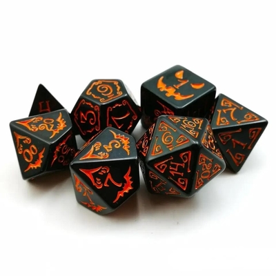 Settimo di dadi in resina polimodica 7PCS RPG D4 D6 D8 D10 D12 D20 D20