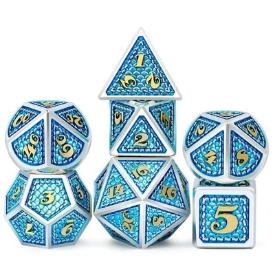 Dragon Scale Solid Metal Dice Set Multi Color DND RPG Colori brillanti