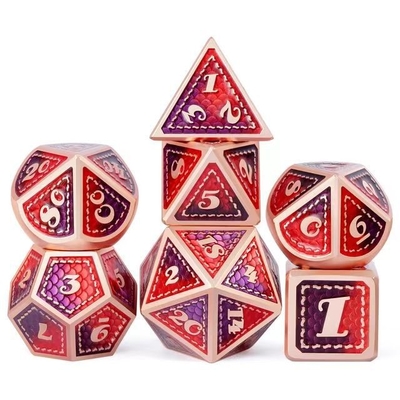 Dragon Scale Solid Metal Dice Set Multi Color DND RPG Colori brillanti
