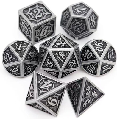 Spider-Man Solid Metal Polyhedral Dice Set DND RPG stile lusso