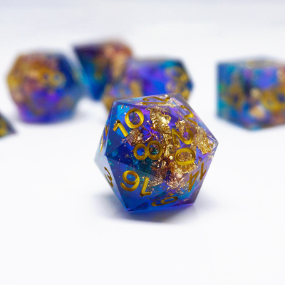 Set di dadi in resina di foglio d'oro blu personalizzato in vari colori#Rpg#Dnd#Coc