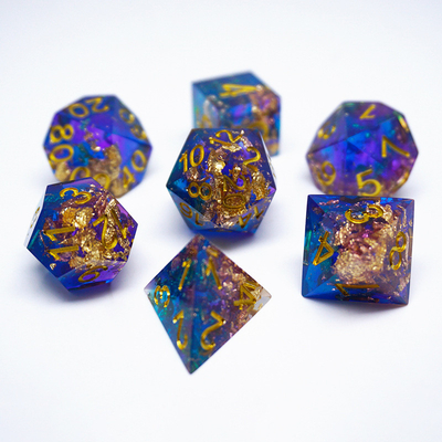 Set di dadi in resina di foglio d'oro blu personalizzato in vari colori#Rpg#Dnd#Coc