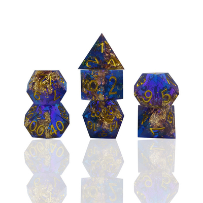 Set di dadi in resina di foglio d'oro blu personalizzato in vari colori#Rpg#Dnd#Coc