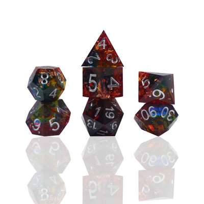 Red Gold Foil Resin Dice Set Artigianalità Colorato #Rpg#Dnd#Coc
