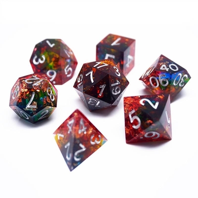 Red Gold Foil Resin Dice Set Artigianalità Colorato #Rpg#Dnd#Coc