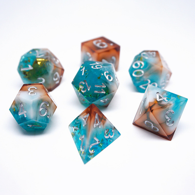 Gold Foil Resin Dice Set Digital Multi -Facetted Table Game #Rpg#Dnd#Coc