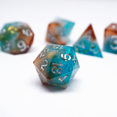 Gold Foil Resin Dice Set Digital Multi -Facetted Table Game #Rpg#Dnd#Coc