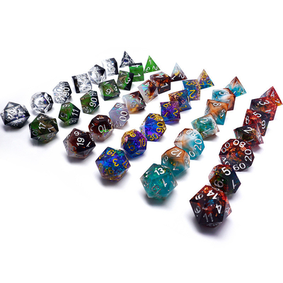 Gold Foil Resin Dice Set Digital Multi -Facetted Table Game #Rpg#Dnd#Coc