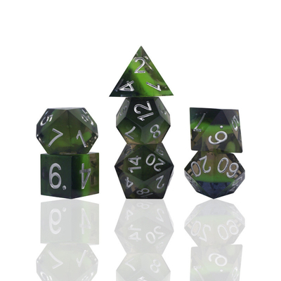 Set di dadi digitali in resina verde multi-facettato di giochi per tablet #rpg#dnd#coc