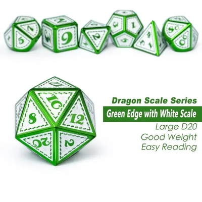 Green Dragon Scale Metal Dice Set Multi-Facetted Board Game Dragon And Dungeon#Dnd#Coc