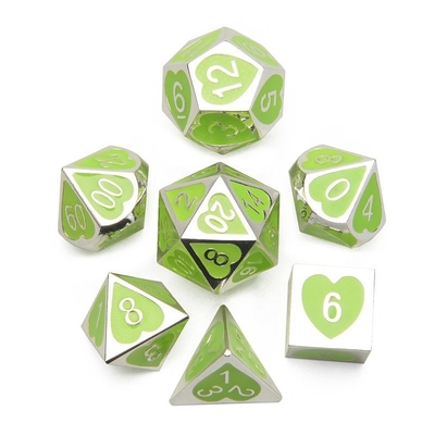 Green Peach Heart Metal Multi-Flag RPG Dice Set Dnd Coc stile di lusso
