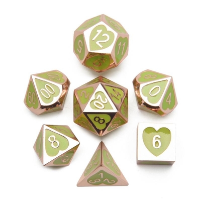 Green Peach Heart Metal Multi-Flag RPG Dice Set Dnd Coc stile di lusso
