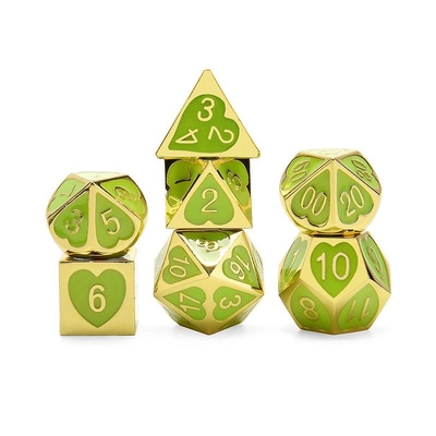 Green Peach Heart Metal Multi-Flag RPG Dice Set Dnd Coc stile di lusso