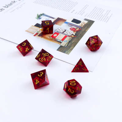 Rosso mela di melograno resina naturale dadi set gioco desktop dominio magico preferito avventura Dnd dadi