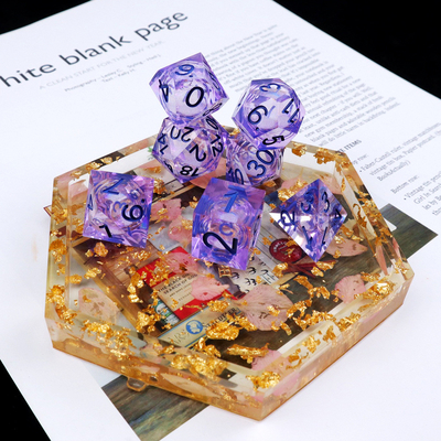 PurpleWhite flow sand sky number resina multi-faceted gioco di dadi suite drago e dungeon city dnd dadi
