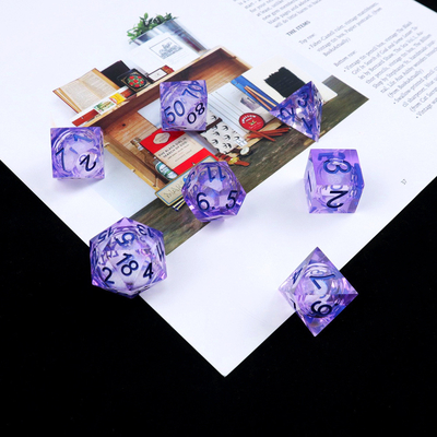 PurpleWhite flow sand sky number resina multi-faceted gioco di dadi suite drago e dungeon city dnd dadi