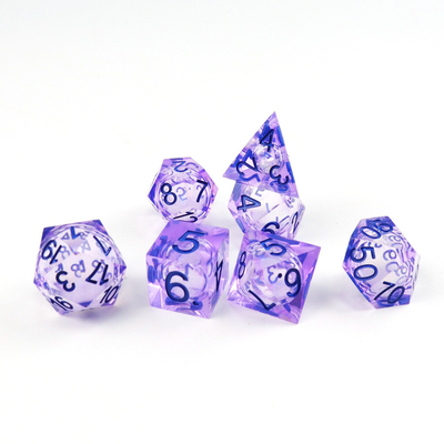 PurpleWhite flow sand sky number resina multi-faceted gioco di dadi suite drago e dungeon city dnd dadi