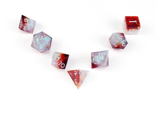 Bianco più rosso minerale resina gioco da tavolo a dadi set dnd dadi