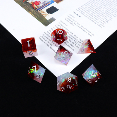 Bianco più rosso minerale resina gioco da tavolo a dadi set dnd dadi