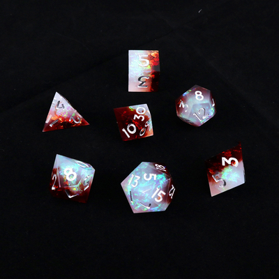 Bianco più rosso minerale resina gioco da tavolo a dadi set dnd dadi