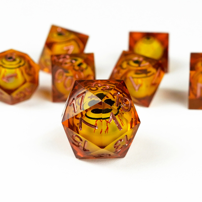 Rimani sveglio fino a tardi Eyead più giallo resina gioco da tavolo dadi set dnd dadi