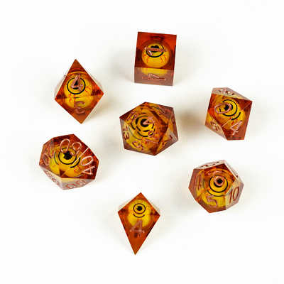 Rimani sveglio fino a tardi Eyead più giallo resina gioco da tavolo dadi set dnd dadi