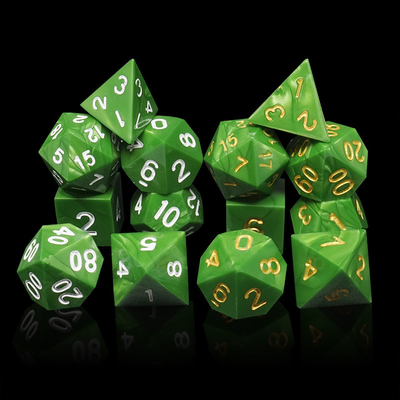 Green Marble Resina Naturale RPG Dice Multi - Noodle Dnd Dice Set