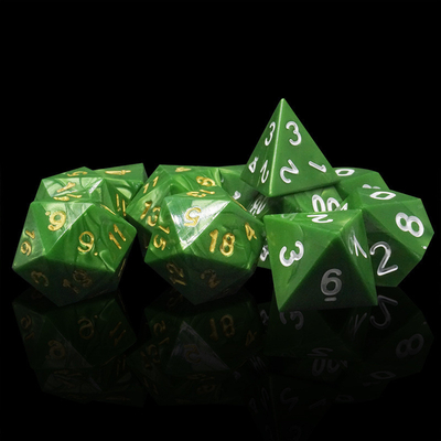 Green Marble Resina Naturale RPG Dice Multi - Noodle Dnd Dice Set