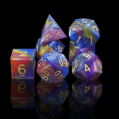 Tre colori di resina di marmo Rpg dadi con logo universale