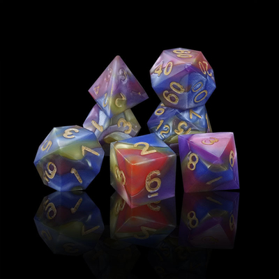 Tre colori di resina di marmo Rpg dadi con logo universale