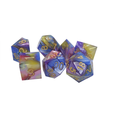Tre colori di resina di marmo Rpg dadi con logo universale