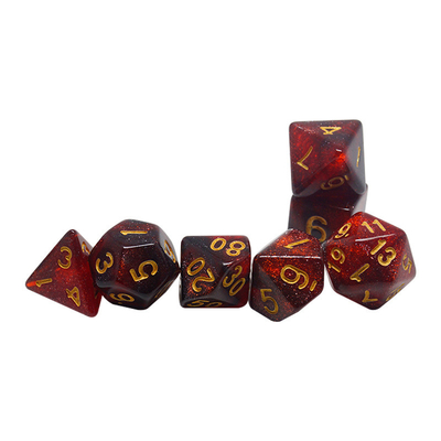 Rosso, viola e nero, tre colori di resina, una suite di dadi drago e dungeon.