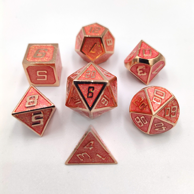 Flash Powder Metal Multi Face Role Gioco a dadi Set carattere blu