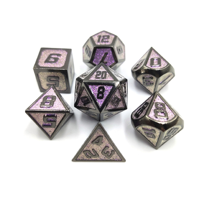 Flash Powder Metal Multi Face Role Gioco a dadi Set carattere blu