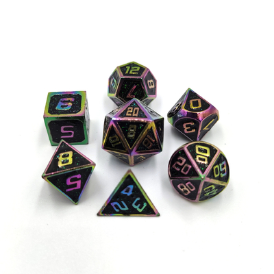 Flash Powder Metal Multi Face Role Gioco a dadi Set carattere blu