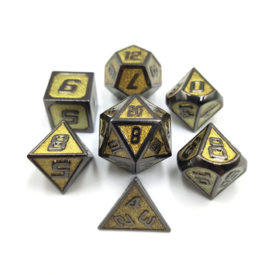 Flash Powder Metal Multi Face Role Gioco a dadi Set carattere blu