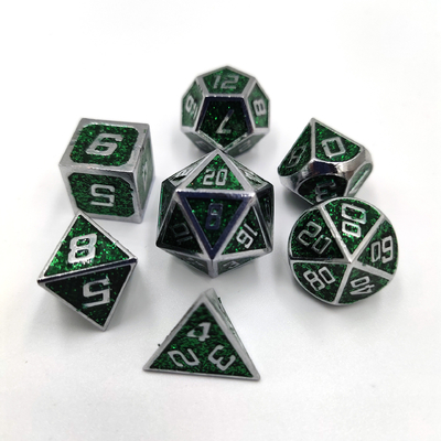 Flash Powder Metal Multi Face Role Gioco a dadi Set carattere blu