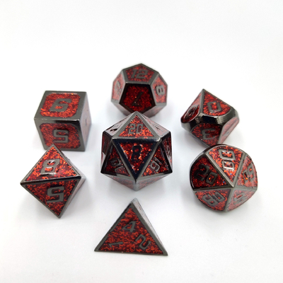 Flash Powder Metal Multi Face Role Gioco a dadi Set carattere blu