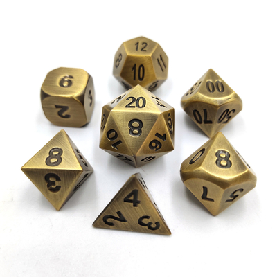 Champagne Colore Oro Metallo Dici poliedrici Set di dadi per gioco da scrivania