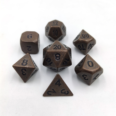Champagne Colore Oro Metallo Dici poliedrici Set di dadi per gioco da scrivania