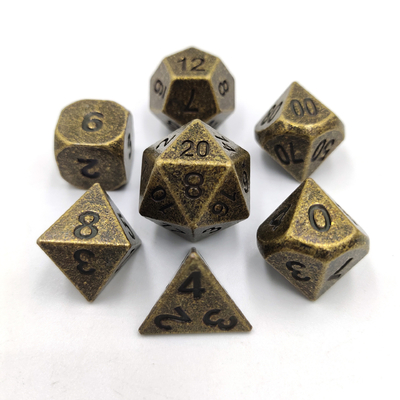 Champagne Colore Oro Metallo Dici poliedrici Set di dadi per gioco da scrivania